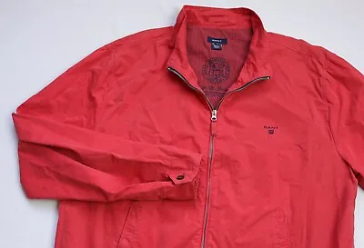 $14.53 • Buy GANT Zip Up Windbreaker Jacket Mens Top Size 4XL XXXXL Red Lined COTTON