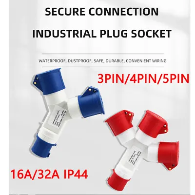 3-Way Y Splitter 3/4/5 Pin Industrial Site Plug Wall Socket Waterproof Connector • £36.44