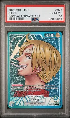 PSA 10 GEM MT Sanji OP02-026 Alternate Art Leader Paramount War One Piece TCG • $0.99