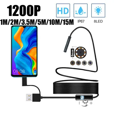 1200P Waterproof USB Endoscope Borescope Snake Inspection Camera Android Mobile • $47.23