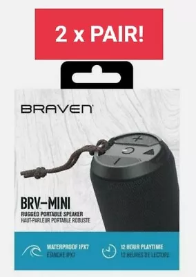2x Braven BRV Rugged Mini Wireless Blue Portable Bluetooth Speaker-12 Hour Play! • $129.99