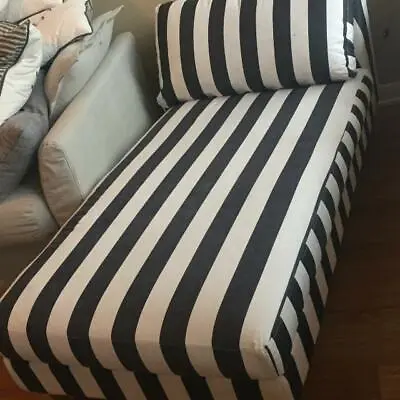 Ikea Karlstad Cover Add-on Chaise Longue Rannebo Black/White 301.187.67 • £100