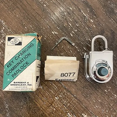 NOS Sargent & Greenleaf Inc. Model 8077A Key Changing Combination Padlock 1977 • $88