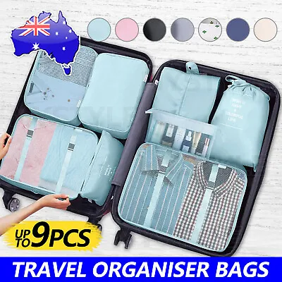 $9.35 • Buy Luggage Organiser Packing Cubes 3-9pcs/Set Travel Compression Suitcase Bags