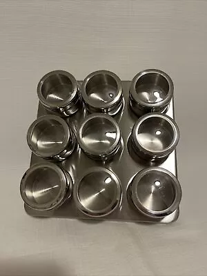 Uncluttered Designs Stainless Steel Spice Rack Set Magnetic Canisters Jars Stand • $9.99