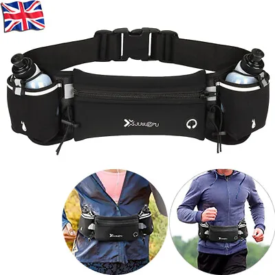 Adult Running Belt With Water Bottle Travel Sports Jogging Phone Keys Waist Bag • £11.66
