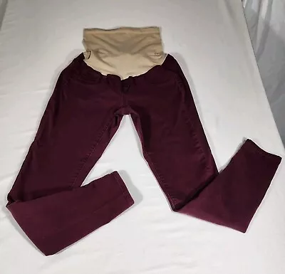 Motherhood Maternity Pants Small Burgandy Red Skinny Ankle Secret Fit Belly   • $8