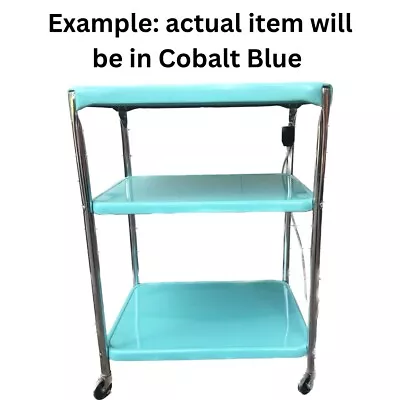 VTG Cosco 3 Tier Cart Cobalt Blue Utility Bar Cart NOS 3586 Rare Made In USA NEW • $400