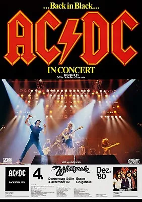 1980 AC/DC & WHITESNAKE Essen Germany 13 X 19 Reproduction Concert Poster • $14.99