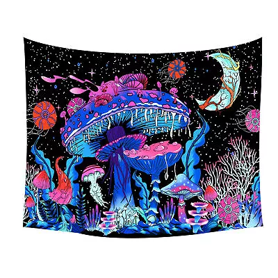 Mandala Trippy Mushroom Moon Tapestry Bohemian Wall Hanging Bedroom Art Decor • $11.43