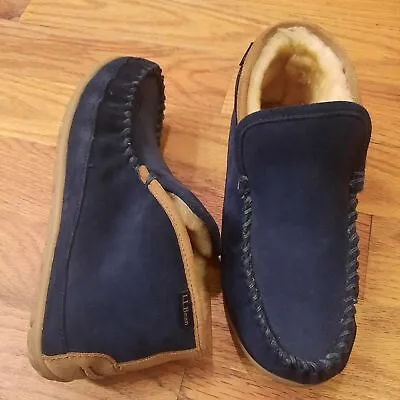 L.L. Bean Mens Wicked Good Boot Moc Winter Slippers - Size 8 - Navy! SUPER NICE! • $84.99