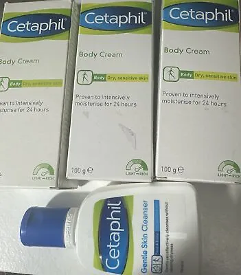 Cetaphil Body Cream 100g Dry Sensitive Skin X3 And 1 Cleanser • £29.99