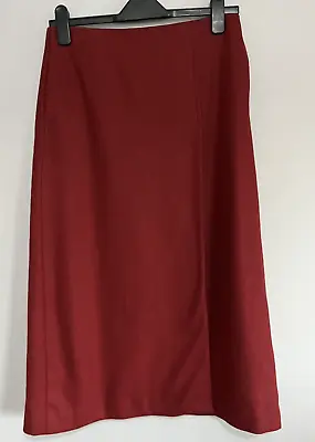 £15 • Buy Jaeger Wool Blend Dark Red Midi Pencil Skirt UK 8