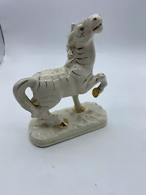 Vintage Porcelain Pico Cream White Gold Zebra Horse Figurine Statue • $9.99