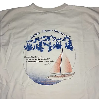 Vintage Y2K Lake Tahoe California Sailing Shirt Men’s Large Mark Twain Quote • $19.95