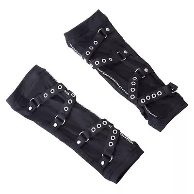 Poizen Industries ADA Buckle Zipper Arm Warmers Gothic Punk Fingerless Gloves • $20.14