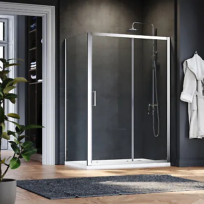 Shower Enclosure And Tray Sliding Door Walk In Cubicle Screen Easy Clean Glass  • £262.19