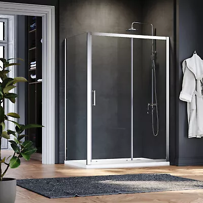 Shower Enclosure And Tray Sliding Door Walk In Cubicle Screen Easy Clean Glass  • £129.99