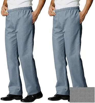 New Mens Cotton Chef Trouser Dogtooth Check Checked Uniform Elasticated Stretch • £8.95