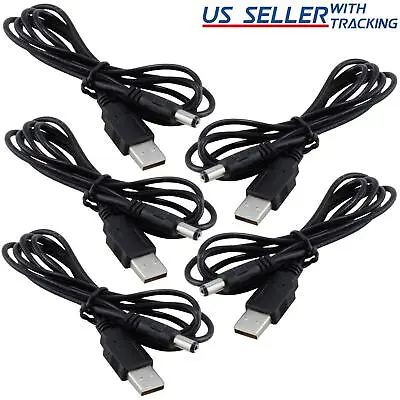 (5-pack) USB To 5.5x2.1mm Barrel Connector 5V DC Power Cable Male 120cm/4ft 5X • $9.29
