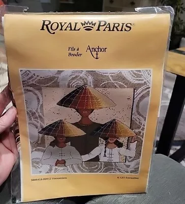 Vintage Royal Paris Needlepoint Canvas Tapestry 28x28 Cm Vietnamiens New • $25