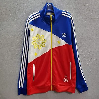 VINTAGE Adidas Men Jacket 2XL Red Y2K Logo Manny Pacquiao Philippine Flag Track • $196.99