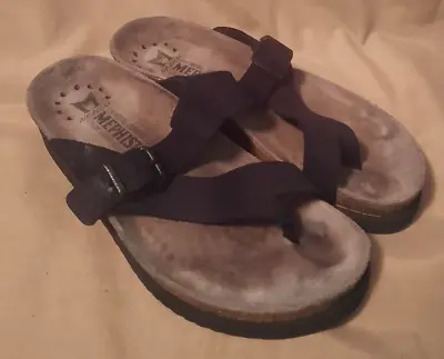Mephisto Helen Womens 35 Sandals Black Leather Thong Slide Shoes Comfort • $19.49
