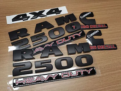 5PCS Matte Black Emblem Badges For RAM 2500 HEAVY DUTY 4X4 Cummins Turbo Diesel • $45.99