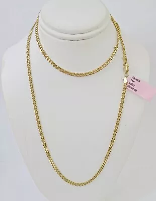 14k Yellow Gold Miami Cuban Link Chain Necklace 3mm 18-26 Inches Real • $353