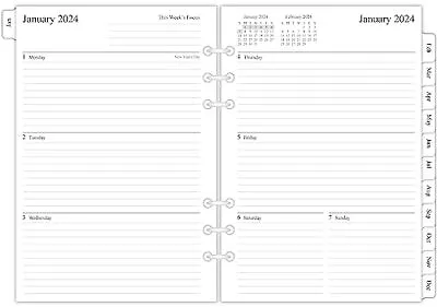 2024 Weekly & Monthly Planner Refill For A5 Ring Binder 5-1/2  X 8-1/4  From ... • $15.31