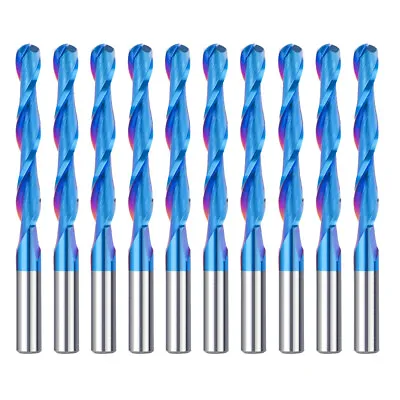 10Pcs Carbide Ball Nose CNC Router Bits 1/8  Milling Tool UpCut Spiral End Mill • $15.29