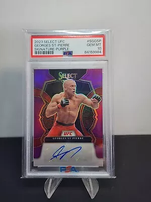 Georges St Pierre 2023 Select Ufc Signature Purple Auto /49 Psa 10 • $250