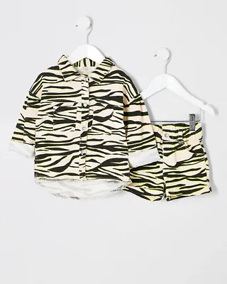 River Island Mini Girls Zebra Print Shacket Outfit Size Age 9-12 Months 80cm • £19.99