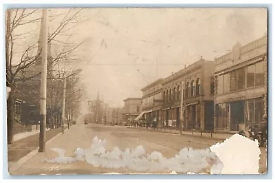1911 Street View Trolley Car Scene Michigan City Indiana IN RPPC Photo Postcard • $39.95