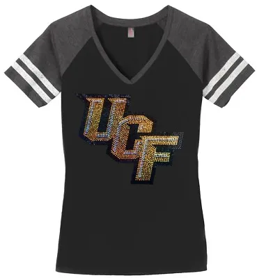 Women's University Central Florida UCF Ladies Bling V-neck Shirt Size S-3XL • $29.74