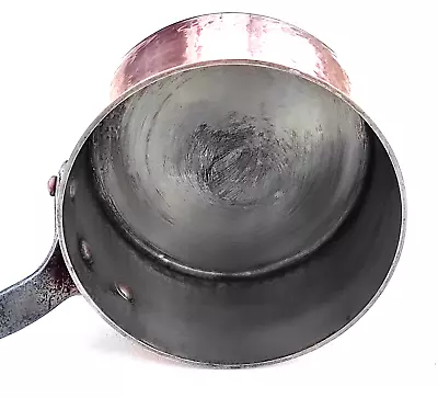 Vintage 7.3in French Copper Saucepan Made In France Hammered Walls 2.5mm 4.4lbs • $266.36
