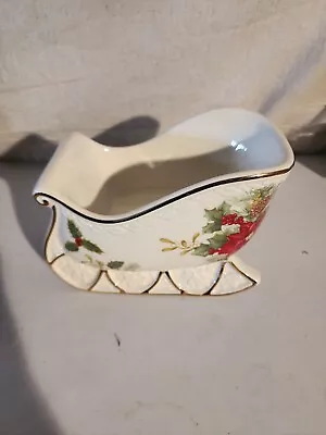 Mikasa Fine Porcelain Holiday Bloom Christmas Sleigh Centerpiece 8 W • $30