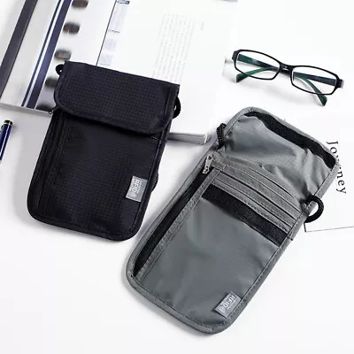 RFID Neck Hanging Bag Passport Bag Multifunctional Card Holder Document Bag • £5.57