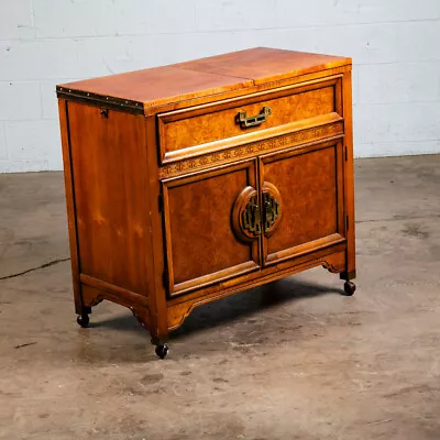 Mid Century Modern Bar Cart Cabinet Server Liquor Flip Top Henry Link Mandarin • $898.98