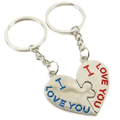 HEART COUPLES KEYRING Jigsaw I Love You Anniversary Valentine Present - FREE P&P • £1.95