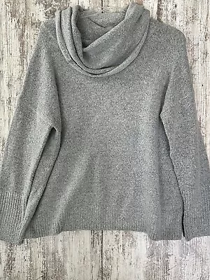 JOAN VASS New York Women's Size L Light Gray Cowl Neck Pullover Tunic Sweater • $12.71