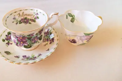 Vintge CUP & SAUCER Royal Albert Flower Of The Month VIOLETS + SHELLEY Cup Pansy • $24.99