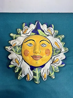 Mexican Talavera  Ceramic Sun Face Wall Decor Hanging Pottery Folk Art 12” • $32