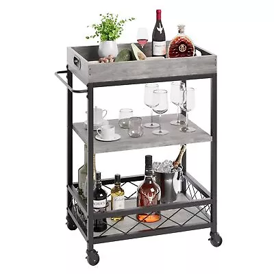 Bar Cart Bar Carts For The Home Bar Carts On Wheels 3 Tier Bar Cart With W... • $96.77