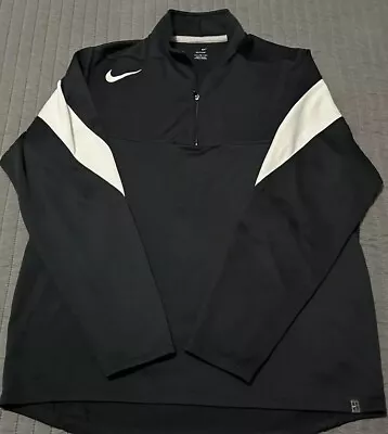 Nike Sphere Dry Athletic Training Top 1/4 Zip Long Sleeve Black/White Mens Large • $15