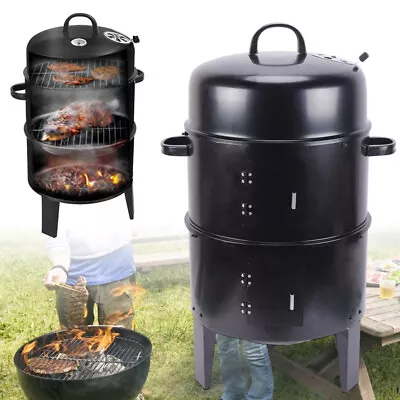 3-In-1 Charcoal Smoker Grill Thermometer Outdoor Barbecue Meat Food Cooking Oven • £62