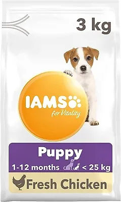 IAMS Complete Dry Dog Food For Puppy Small And Medium Breeds With Chicken 3 Kg • £10.85