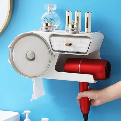 $19.88 • Buy 2 In 1 Toilet Paper Towel Holder Tissue Box Dispenser Hair Dryer Holder Rack AU