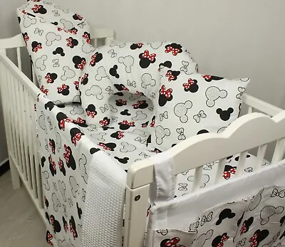 10 Pc BEDDING SET  4 Cot Bed NURSERY Mickey Red White  Large Set Duvet Quilt • £79.99