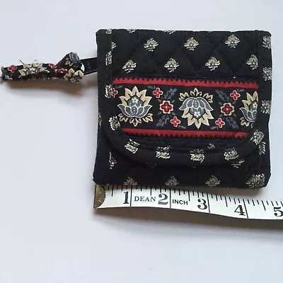 Vintage Vera Bradley Trifold Wallet Classic Black Floral Pattern. Smoke Free Gem • $12.89